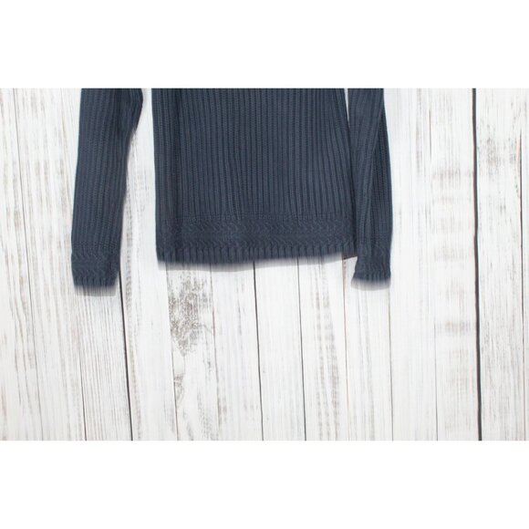 LL Bean Signature Original Cotton Ribbed Sweater Mockneck Navy Medium - Picture 3 of 9